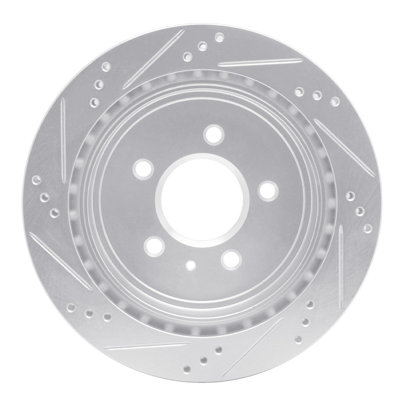 Cadillac CTS Brake Rotor (1) - Rear Right - R1 Concepts - Drilled & Slotted - Silver - `03-`11